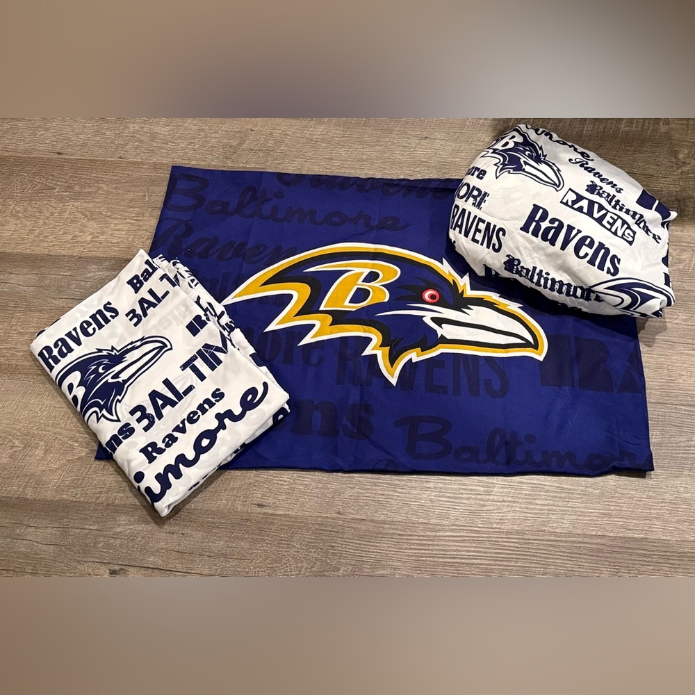 Baltimore Ravens NFL microfiber, three-piece twin sheet set